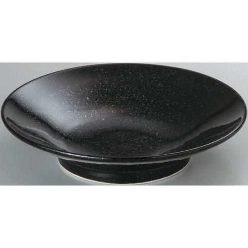 12-75-12 黒中華 高台21cm深皿 黒御影 21.5×5.1(cm)