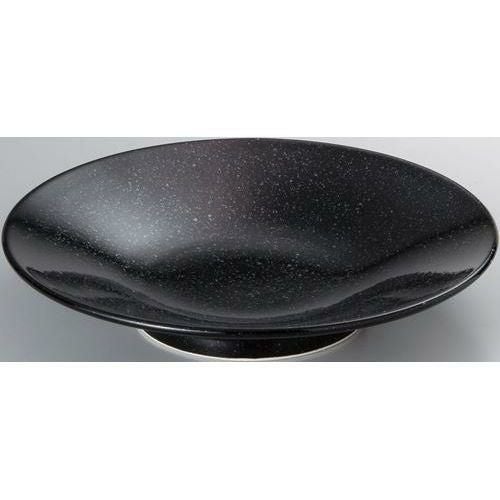 12-75-11 黒中華 高台25cm深皿 黒御影 25.3×5(cm)