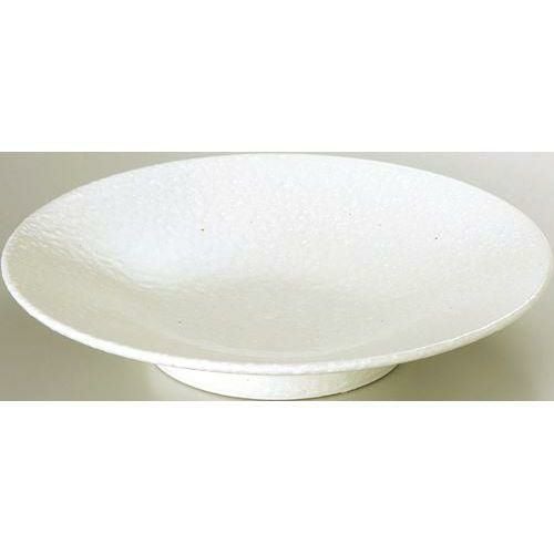 12-85-19 和風中華 高台25cm深皿 粉引 25.3×5(cm)