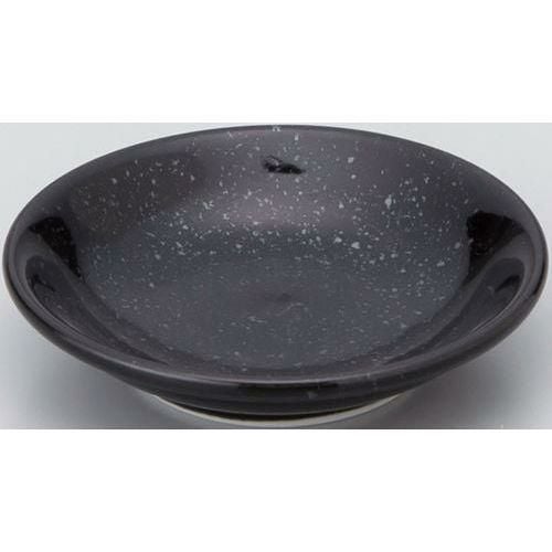 12-75-9 黒中華 メタ玉9cm深皿 黒御影9.5×2.1(cm)