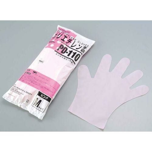 ダンロップ ポリエチレン手袋(100枚入)PD-110 ピンク M