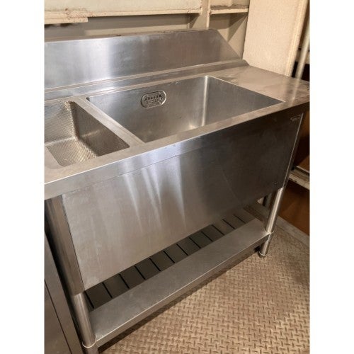 中古】一槽シンク ソイルドゴミカゴ付き BGあり 幅1080×奥行660×高さ