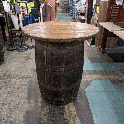中古】樽テーブル ブラウン 幅840×奥行840×高さ940 【送料別途見積 