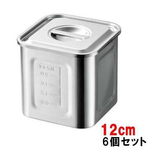 18-8 目盛付角キッチンポット12cm【6個セット】
