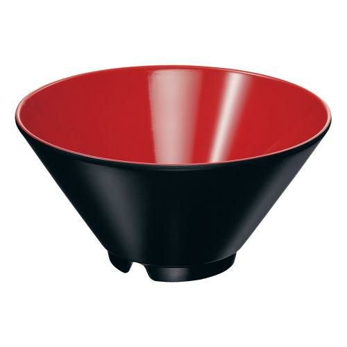 メラミン ヌードルボール 19cm 内朱外黒