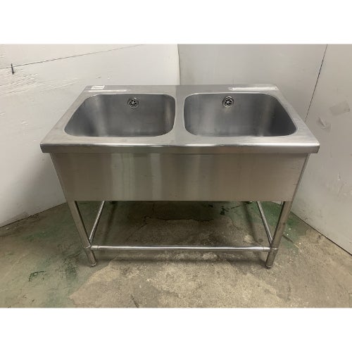 中古】二槽シンク ステンレス 幅1050×奥行600×高さ800 【送料別途見積