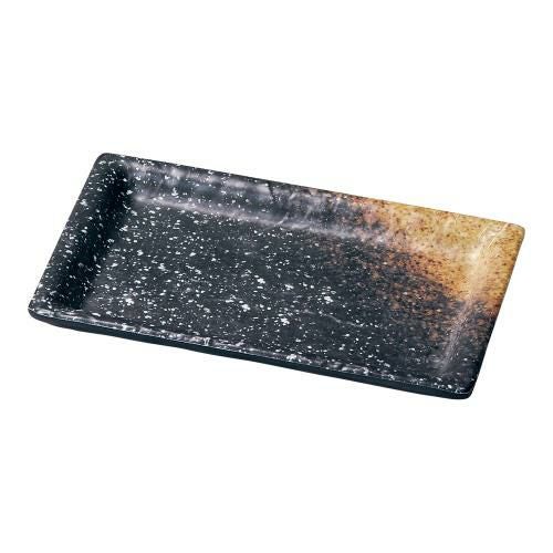 メラミン 耐熱渕付長角皿 黒備前 小