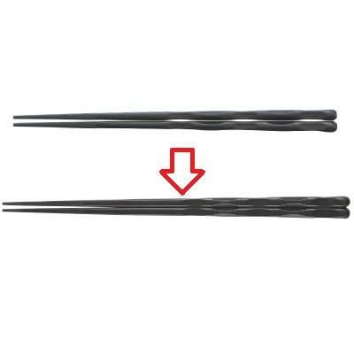 箸 22.7cm面彫箸ブラック ホタテ貝抗菌なし ブラック