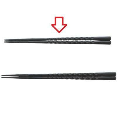 箸 21cmノミ彫亀甲先端角箸ブラック ブラック