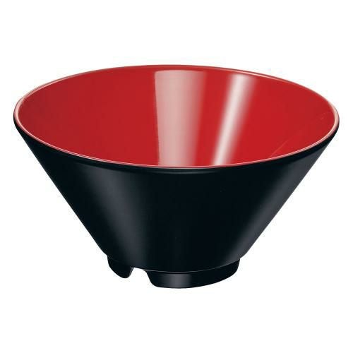 メラミン ヌードルボール 17cm 内朱外黒