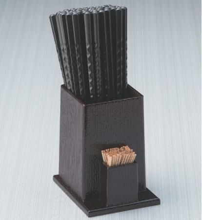 箸箱  楊枝入れ付箸立溜塗  幅120 奥行96 高さ133  プロ用