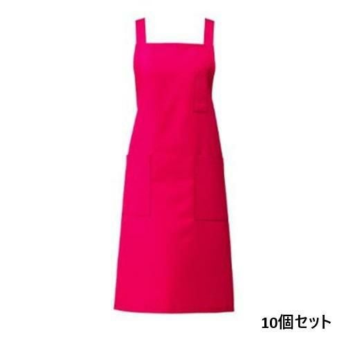 【10セット】KAZEN 胸当てエプロン APK499-7 アカ ///