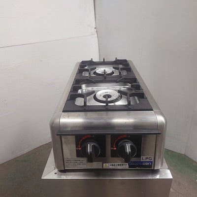 中古】卓上ガスコンロ 2口 マルゼン M-822DC 幅300×奥行540×高さ164 