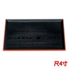 【富士長手木目盆 黒渕朱 尺4寸 ABS樹脂】 幅420×奥行308×高さ21(mm)【グループA】