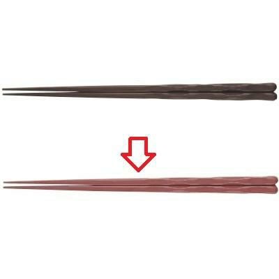 箸 24cm面彫箸ローズブラウン