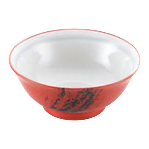 磁器 中華食器 赤釉筆流し 高台丼 6.5寸