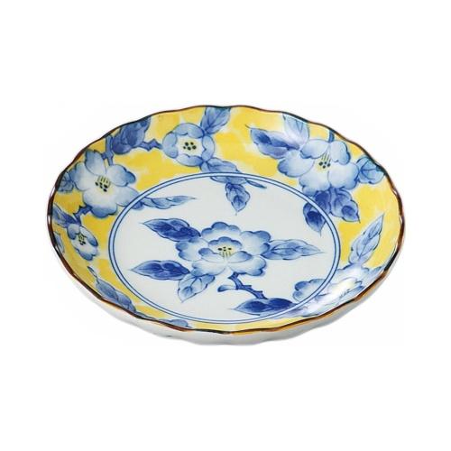 301-7-34J 黄彩花紋4.0皿 13.6×2.7cm