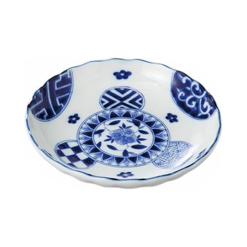 300-51-36J 藍丸紋菊型5.0皿 16.5×3.5cm