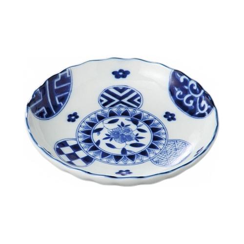 300-52-36J 藍丸紋菊型3.5皿 12.3×2.5cm