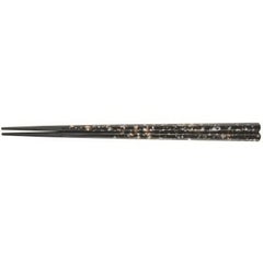 塗箸 六角塗箸黒金銀箔刷 22.7cm
