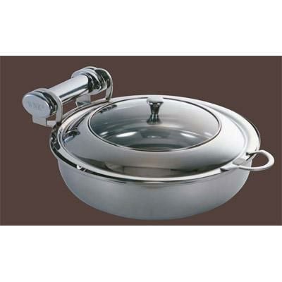 丸チューフィングディッシュ (インダクション) 18-8 (ガラス蓋) (ステンレスインサート付)