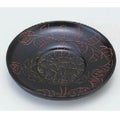 茶托 丸茶托 沈金牡丹漆塗
