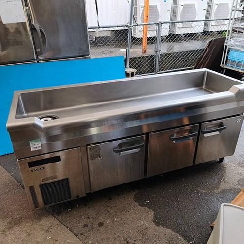 業界最長1年保証】【中古】舟形シンク付低冷蔵コールドテーブル