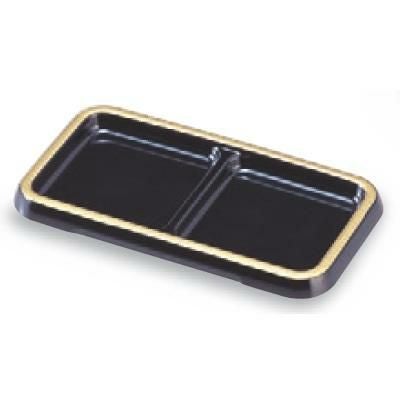 ティーバッグトレー 二ツ仕切ティーパックトレー黒天金