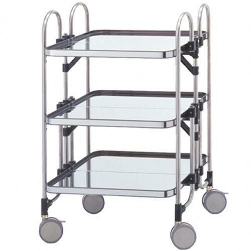 ニッセイ 折りたたみ式ステンレスワゴン【3段】KEA-3（耐荷重30kg/段）幅613×奥行505×高さ958(mm)/1台に付き送料2,000円
