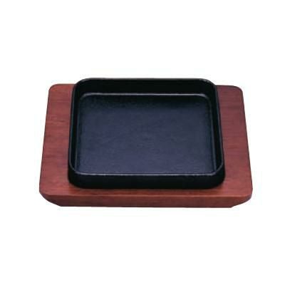 SN 鉄 ギョーザ皿 角 木台付 15cm