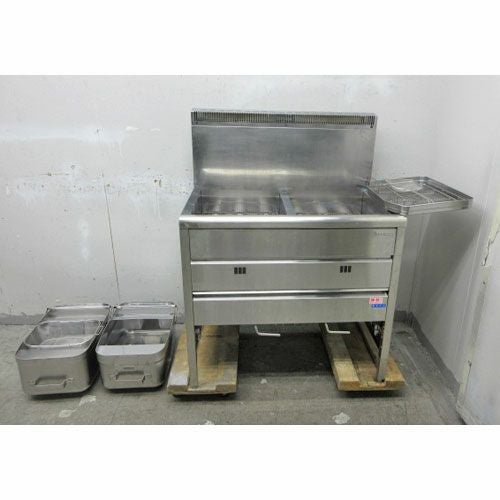 中古】二槽ガスフライヤー タニコー TGFL-87CW 幅870×奥行600×高さ800 