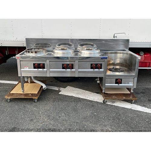 中古】中華レンジ/イタメ・スープ・ゆで麺/3口レンジ マルゼン MRS