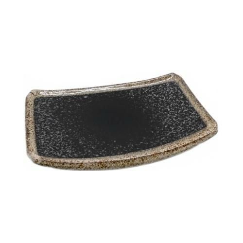 【飲食店定番】油滴湖水 6寸焼物皿 18.5×12.5×1.5(cm)