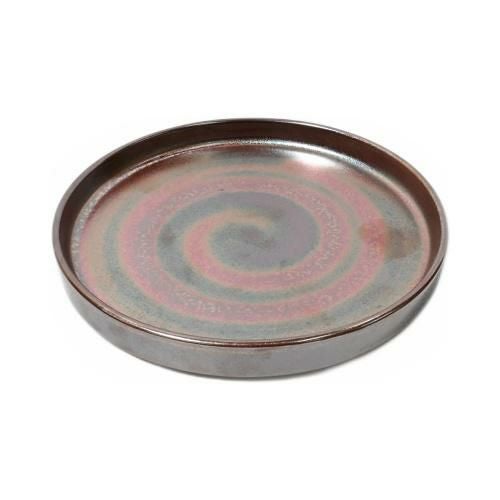 【飲食店定番】鉄結晶刷毛目 19cm切立プレート φ19×φ19×2.3(cm)