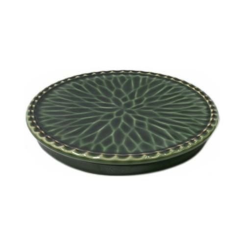 【飲食店定番】織部ダリヤ彫り 高台皿 φ17.5×2.4(cm)