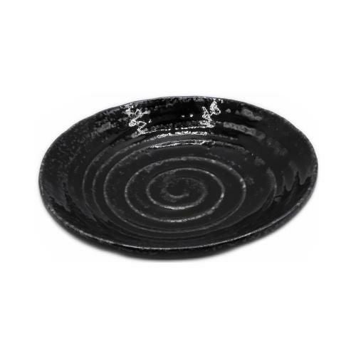 【飲食店定番】荒彫3.8深取皿 銀黒 φ13×H2.4(cm)