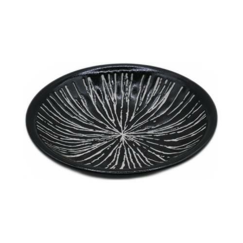 【飲食店定番】黒彫刻十草 2.8皿 φ9×φ9×2.1(cm)