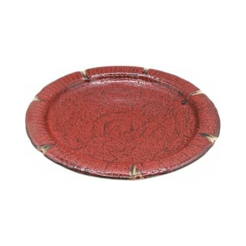 【飲食店定番】紅柚子天目 丸7寸皿 21.7×21.7×3(cm)