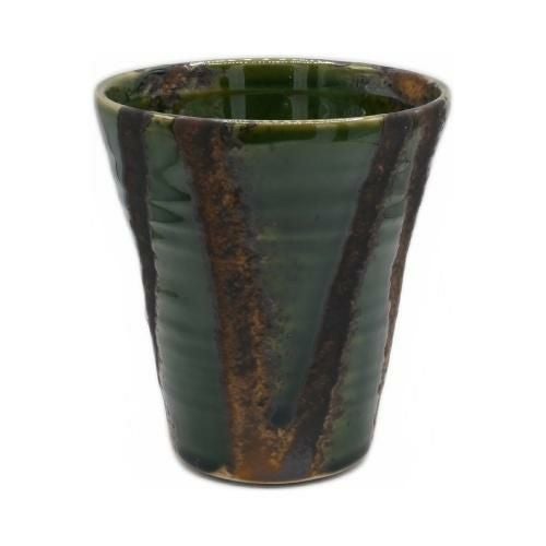 【飲食店定番】乱線織部 焼酎カップ 9.4×9.4×10.5(cm)