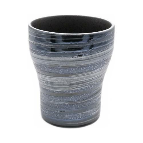 【飲食店定番】銀彩刷毛 焼酎カップ 黒 φ8×φ8×9.2(cm)