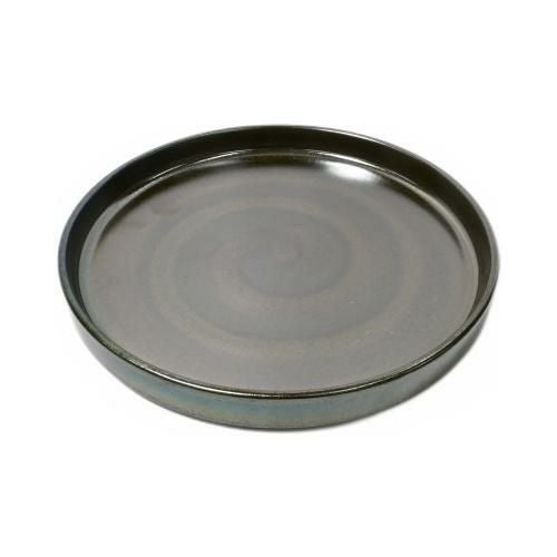 【飲食店定番】ブルー結晶刷毛目 19cm切立プレート φ19×φ19×2.3(cm)