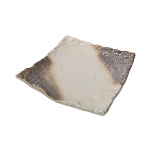 【飲食店定番】かすみ志野 10号 足付正角皿