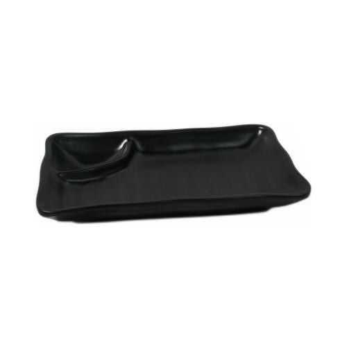 【飲食店定番】メラミン製 19.5cm仕切皿 黒釉