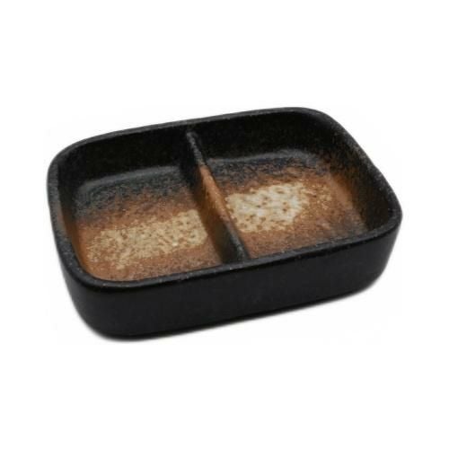 【飲食店定番】備前 二品薬味皿 10.5×8×2.5(cm)