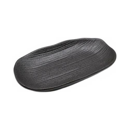 【飲食店定番】黒筋 小判皿 小 16.7×9.5×2(cm)