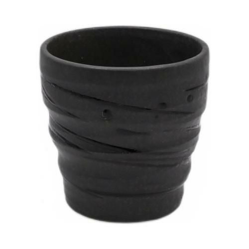 【飲食店定番】黒備前黒掛け 削り目カップ 小 φ8.4×φ8.4×8(cm)