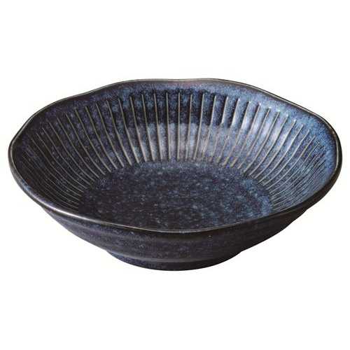838-0609 窯変紺十草 16.5cm浅鉢