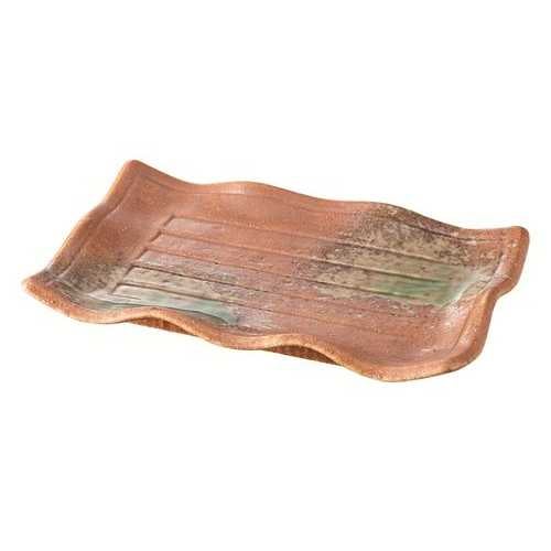 78-95 伊賀織部吹 波型7.0焼物皿