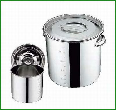 UK 18-8 キッチンポット 目盛付 33cm 手付