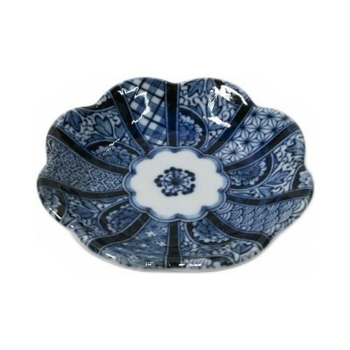 【飲食店定番】染付紺青花 花型小皿 Φ10.4×Φ10.4×2.1(cm)